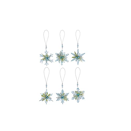 Ganz Winter Ice Teeny Snowflake Ornaments, Acrylic, 2.25-inch Diameter, Multicolor, Pack of 6