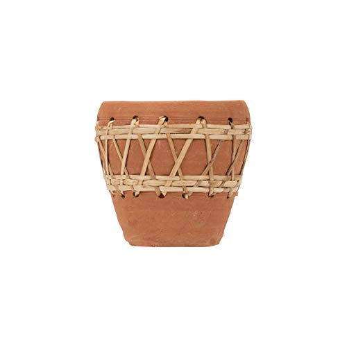 Foreside Home & Garden Natural Terracotta and Woven Rattan Planter