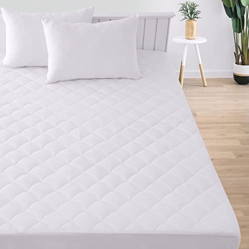 Lux Decor Collection Mattress Pad-Twin XL Mattress Cover Stretches Up to 16 Inches-Full Size Mattress Topper-Quilted Fitted Mattress Pad Deep Pocket - Comfortable, Breathable & Easy to Put on Mattress