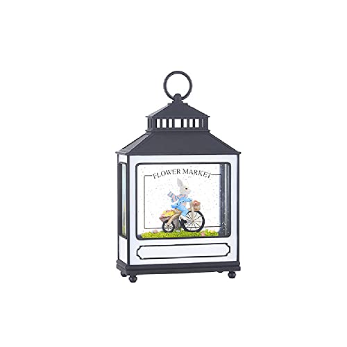 RAZ Imports 4216010 Bunny on Bicycle Lighted Water Lantern, 11-inch Height, Plastic and Resin