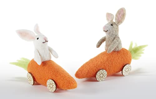 Delton Wool Bunny Carrot Car, 2 Assortment
