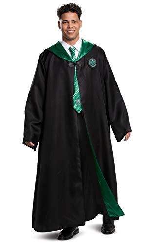 Disguise Harry Potter Slytherin Robe Deluxe Adult Costume Accessory, Black & Green, XL (42-46)