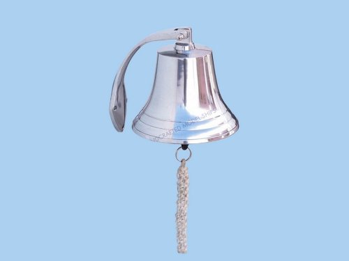 Hampton Iron 3xglass-101 Chrome Hanging Harbor Bell 10" Nautical Home Decoration, 10 inch