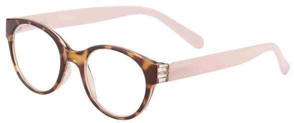 I Heart Eyewear Shelby Reading Glasses, Tortoise with Pink Templates, 0.75