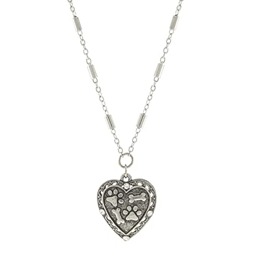 1928 Jewelry Heart Paws and Bones Pendant Necklace 16" + 3" Extender