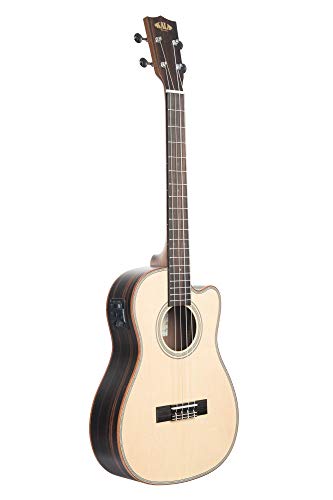 Kala Solid Spruce Top Striped Ebony - Baritone with Cutaway and EQ