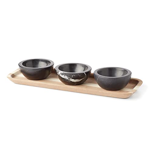 Lenox Lx Collective Tray with 3 Dip Bowls, 3.65 LB, Black