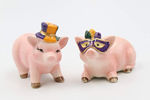 Cosmos Gifts Mardi Gras Pigs Salt and Pepper, Multicolored