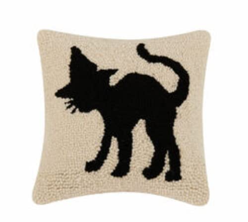 Peking Handicraft - Halloween Cat 10" Square Hooked Pillow - 31GY730C10SQ