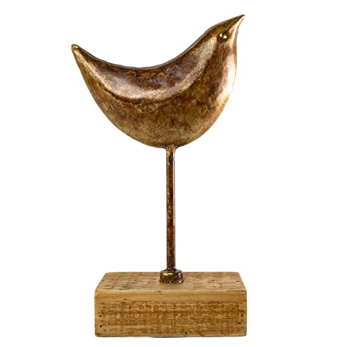 Foreside Home & Garden Bronze Bird Figure Metal, MDF & Wood