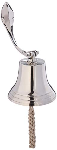 Hampton Iron 3xglass-101 Chrome Hanging Harbor Bell 7" Nautical Home Decoration, 7 inch