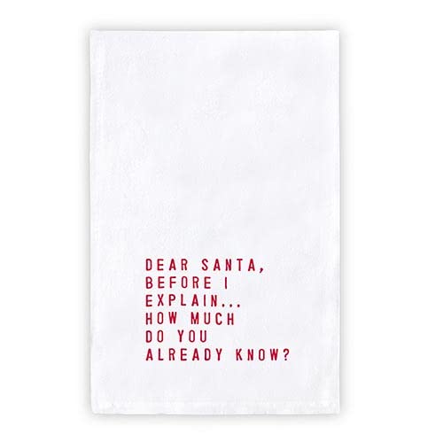 Creative Brands SB Design Studio Face to Face Thirsty Boy Bar Towel, 30" x 30", Dear Santa