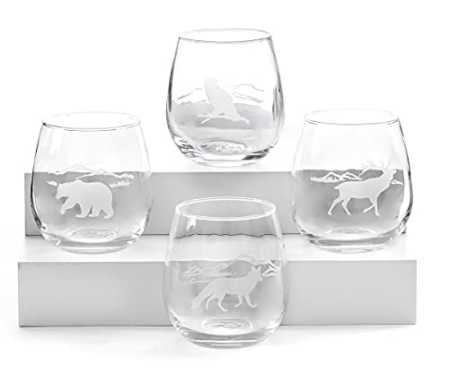 Giftcraft 717039 Animal Silhouette Stemless Wine Glasses, 16 oz, Set of 4