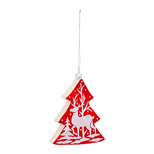 Melrose 83274 Deer and Tree Ornament, 5-inch Height, Glass