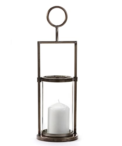 Giftcraft Large Pillar Candle Holder, 17.3-inch Height, Metal and Glass, Black