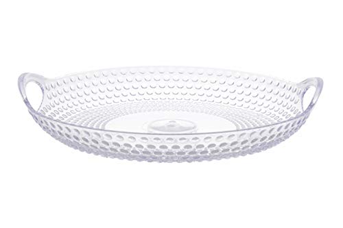Tablecraft 320006 Simply Swell Collection Serving Tray, 16.625" x 15.875" x 3", Clear