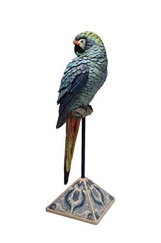 Comfy Hour Farmhouse Home Decor Collection Resin Macaw On Metal Pole Decor 26" Art Statue