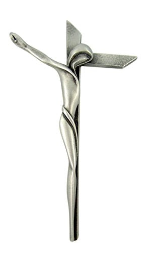 Creative Brands Pewter Good Triumphed Evil Contemporary Serpentine Cross Crucifix, 9 Inch