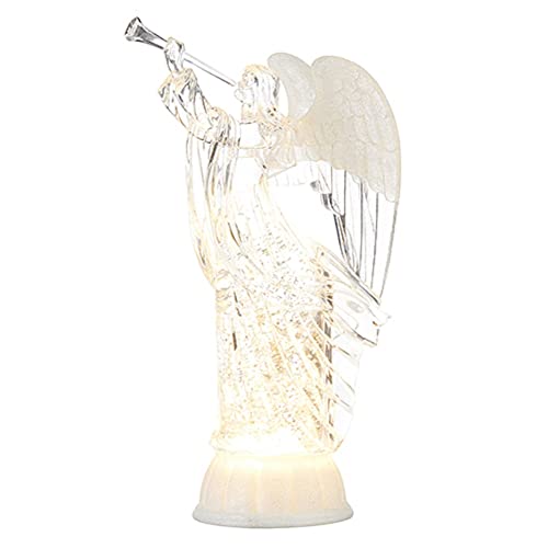 RAZ Imports 2022 Holiday Water Lanterns 12" Lighted Trumpet Angel with Swirling Glitter