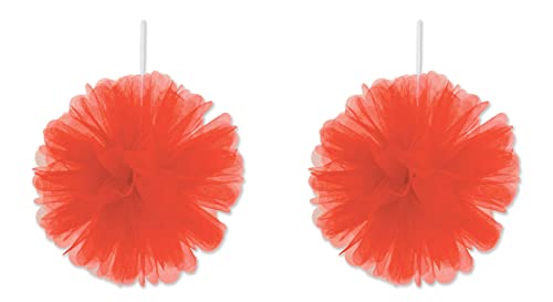 Beistle 2 Piece Red Tulle Balls, 8"