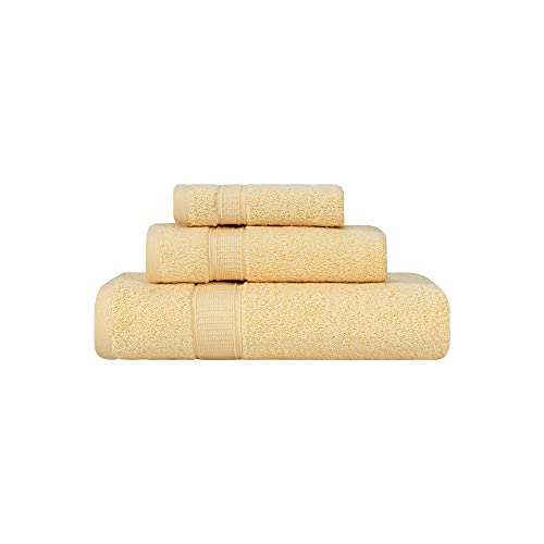 LA HAMMAM 3 Piece Towel Set - 1 Bath Towels, 1 Hand Towels, 1 Washcloths for Bathroom, College Dorm, Kitchen, Shower, Pool, Hotel, Gym & Spa | Soft & Absorbent Turkish Cotton Towel Sets, Yellow