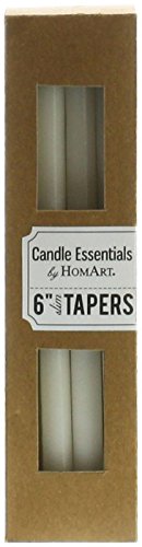 HomArt Box of 12 Slim Taper Unscented Candles - 6 Inch