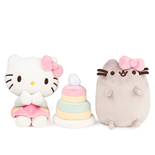 GUND Hello Kitty x Pusheen Best Friend Collector with Cake Set of 3 Plush, 4.5