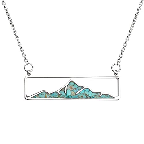 Bamboo Trading RSN1895 Mountain and Earth Turquoise Rectangle Necklace