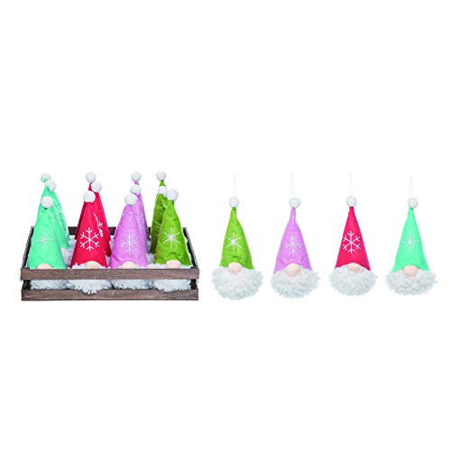 Transpac Y7365 Plush Gnome Hanging Ornament in Wood Box, Set of 12