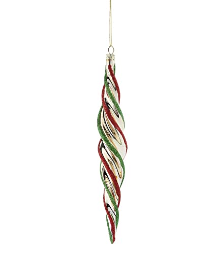 Giftcraft 682394 Christmas Striped Ornament, 9.06 inch, Glass