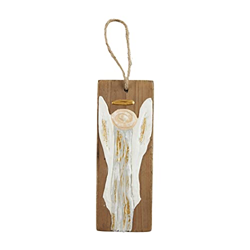 Mud Pie Gold Reclaimed Wood Ornament, 7.5" x 2.75" , Angel