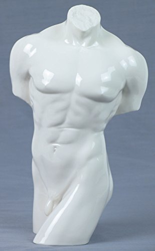 Veronese Design US 038 9 Inch Glazed Porcelain Figurine Armless Nude Male Torso