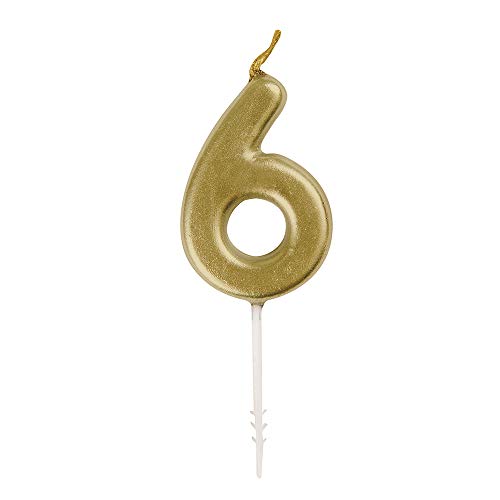 Unique Industries Gold Mini Number 6 Pick Candle