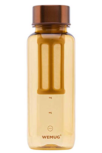 WEMUG Copper Brew Bottle, BPA Free Tritan Plastic, Ideal for making Hot/Cold brew Coffee/Tea. 650ml, Light in Weight. Portable Brewer, Perfect Tea / Coffee On-The-Go (Yellow)