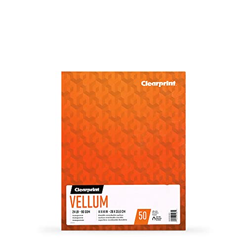 Chartpak Clearprint Vellum Pad, 24 LB, 90 GSM, 11 x 14 Inches, 50 Sheets Per Pad, 1 Each (26321501311)