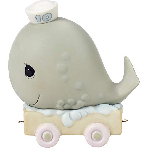Precious Moments,  May Your Birthday Be Mammoth, Birthday Train Age 10, Bisque Porcelain Figurine, 142030