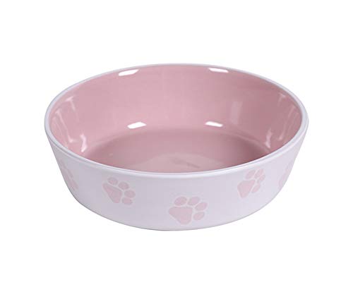 Blue Sky Clayworks 8789 Bromley Dog Paw Bowl (4.9-inch Diameter, Pink)