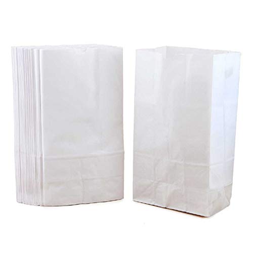 Hygloss White Paper Bags Gusseted Flat Bottom Kraft Lunch Party Favors, Puppets, Crafts & More 6