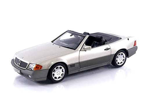 Motor City Classics 1989 MB 500 SL Convertible Smoke Silver Metallic and Gray Metallic 1/18 Diecast Model Car by Norev 183719