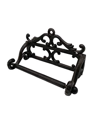 Comfy Hour Antique & Vintage Interior Decor Collection, Ocean Edition Cast Iron Tissue Holder, Aged Old Fashioned Black