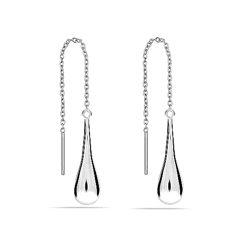 LeCalla Sterling Silver Jewelry Light-Weight Teardrop Threader Earrings for Girl Women