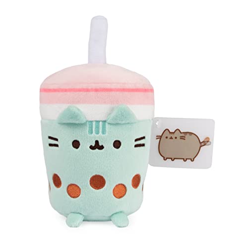 GUND Pusheen Boba Tea Cup Plush Cat Stuffed Animal for Ages 8 and Up, Green/Pink, 6‚Äù