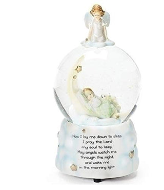 Roman Sweet Dreams Guardian Angel Baby Prayer Musical Music Glitter Globe Snow Globe Plays Brahm's Lullaby
