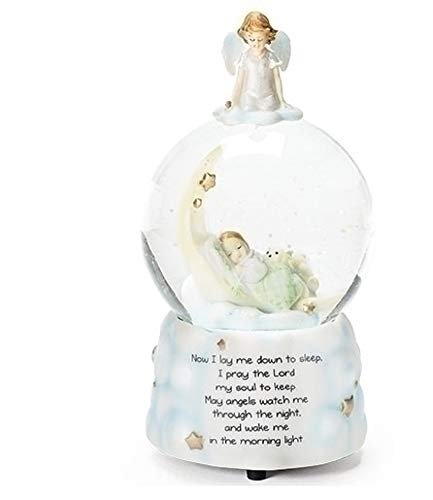 Roman Sweet Dreams Guardian Angel Baby Prayer Musical Music Glitter Globe Snow Globe Plays Brahm&