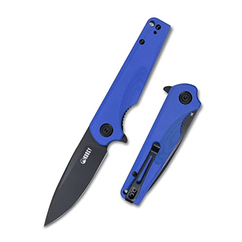 KUBEY Wolverine KU233 Folding Pocket Knife 2.91" D2 Blade and G-10 Handle with Reversible Clip for Hunting Camping and Outdoor (Blue)