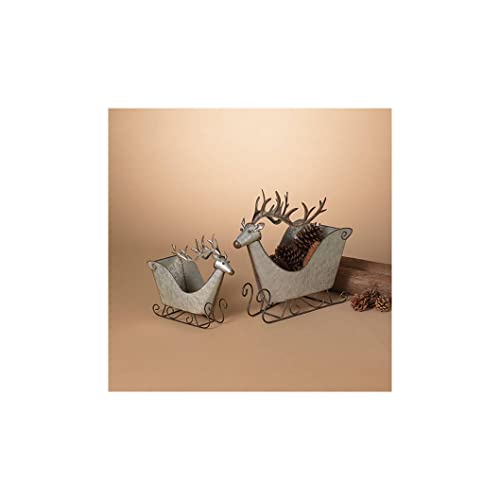 Gerson 2588950 Metal Deer Sleighs, Set of 2, 16-inch Length