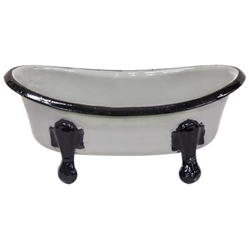 CWI Gifts Black Rimmed Iron Bathtub Soap Dish, Home Decor