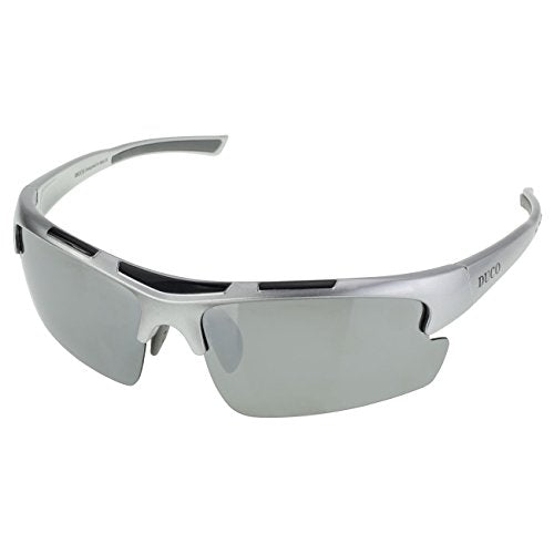 DUCO Polarized Designer Fashion Sports Sunglasses for Baseball Cycling Fishing Golf TR90 Superlight Frame 6200 Silver Frame Mirror Lens