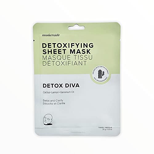 MaskerAide Detox Diva, Detoxifying Face Mask with Green Tea for Acne & Blemishes, Exfoliate & Detoxify, Korean Skincare, 1 Pack