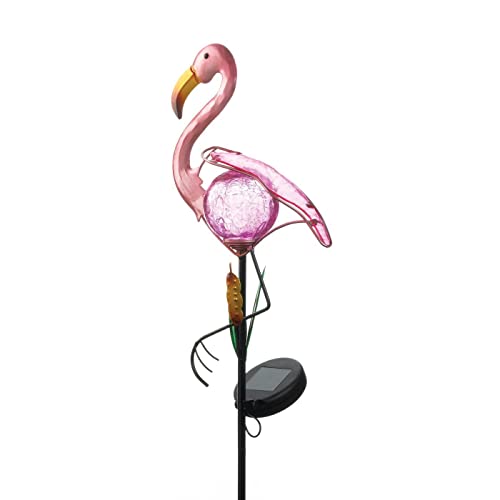 Sigma SLC Pink Flamingo Glass Solar Garden Stake with Cattail
